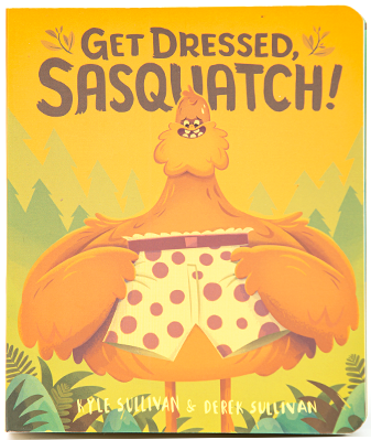Get Dressed Sasquatch, a charming, humorous game of dress-up, Sasquatch and the ranger struggle to come up with a wardrobe fit for the monsters active lifestyle, warm illustrations, funny rhymes, and a silly final twist that praises acceptance. By Derek Sullivan and Kyle Sullivan.